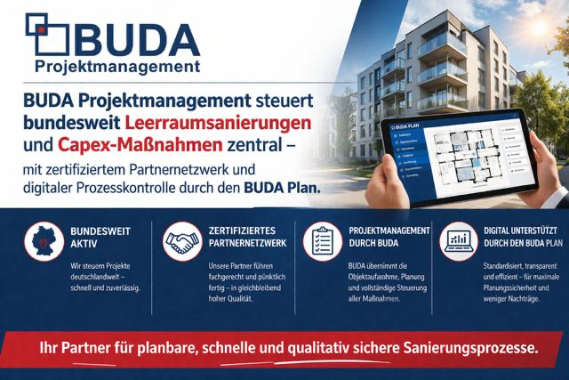 BUDA Projektmanagement – Ihr Partner für planbare, schnelle und qualitativ sichere Sanierungsprozesse